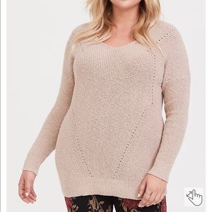 TORRID TAN CRISSCROSS BACK TUNIC SWEATER